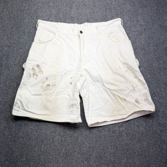 Y2K Sherwin Williams Mens Painter Carpenter Shorts White Distressed Size 38
